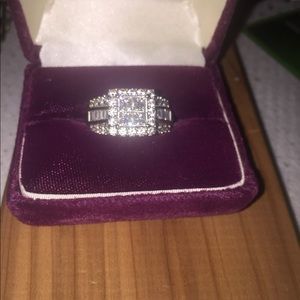 3 CT tw quad princess cut Diamond engagement ring